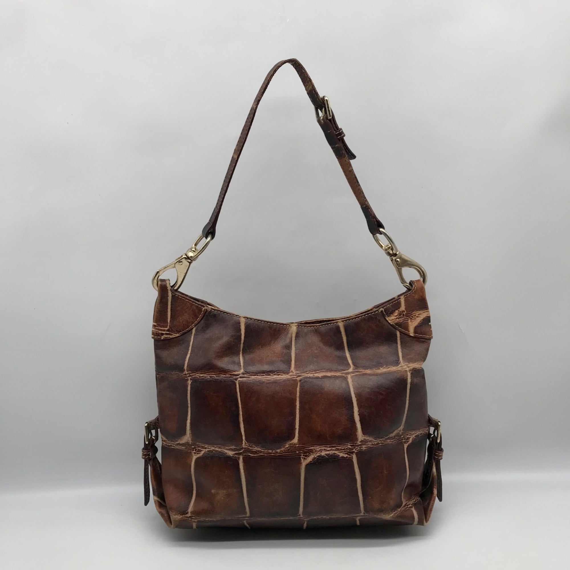 Dooney &amp; Bourke Brown Crocodile Embossed Shoulder Bag