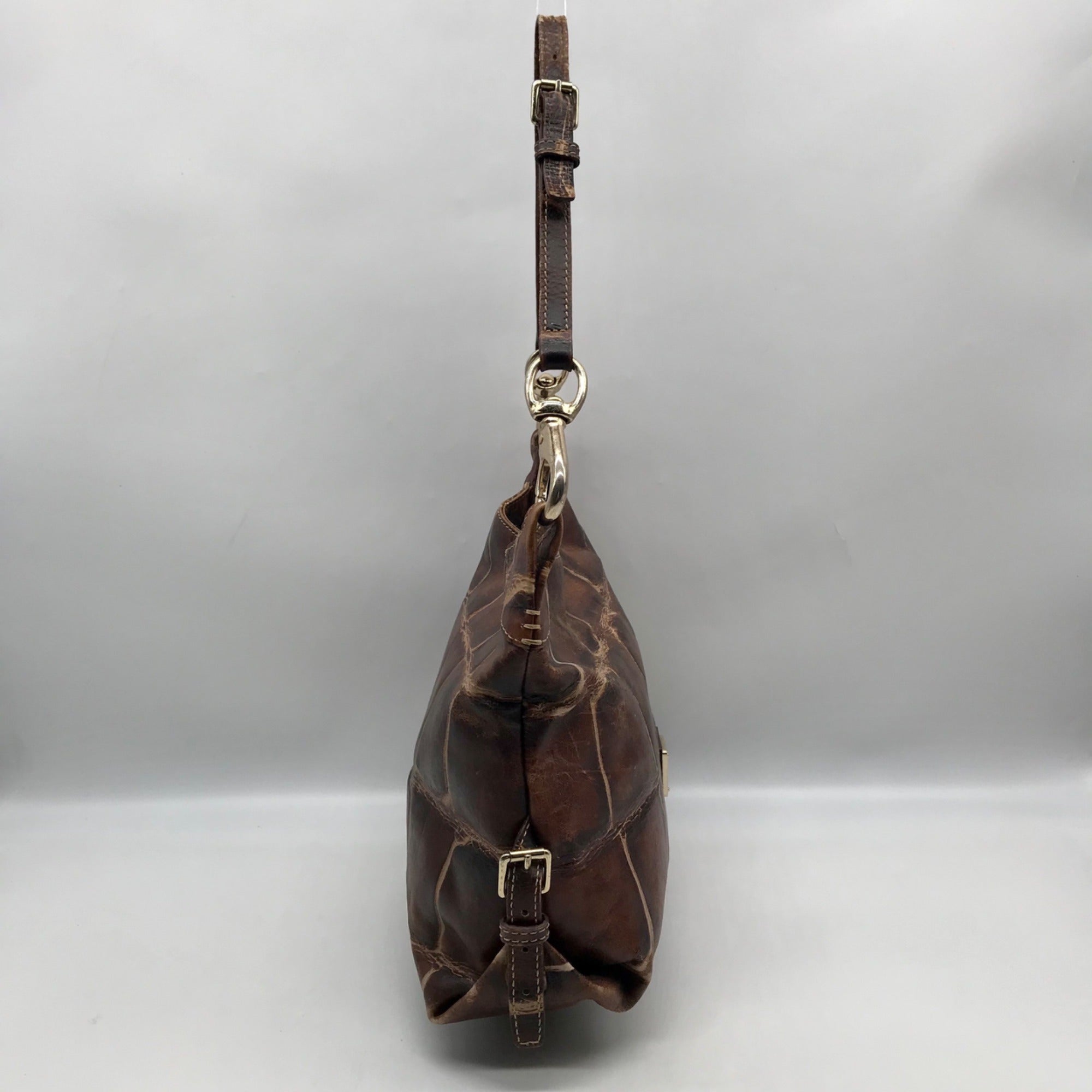 Dooney &amp; Bourke Brown Crocodile Embossed Shoulder Bag