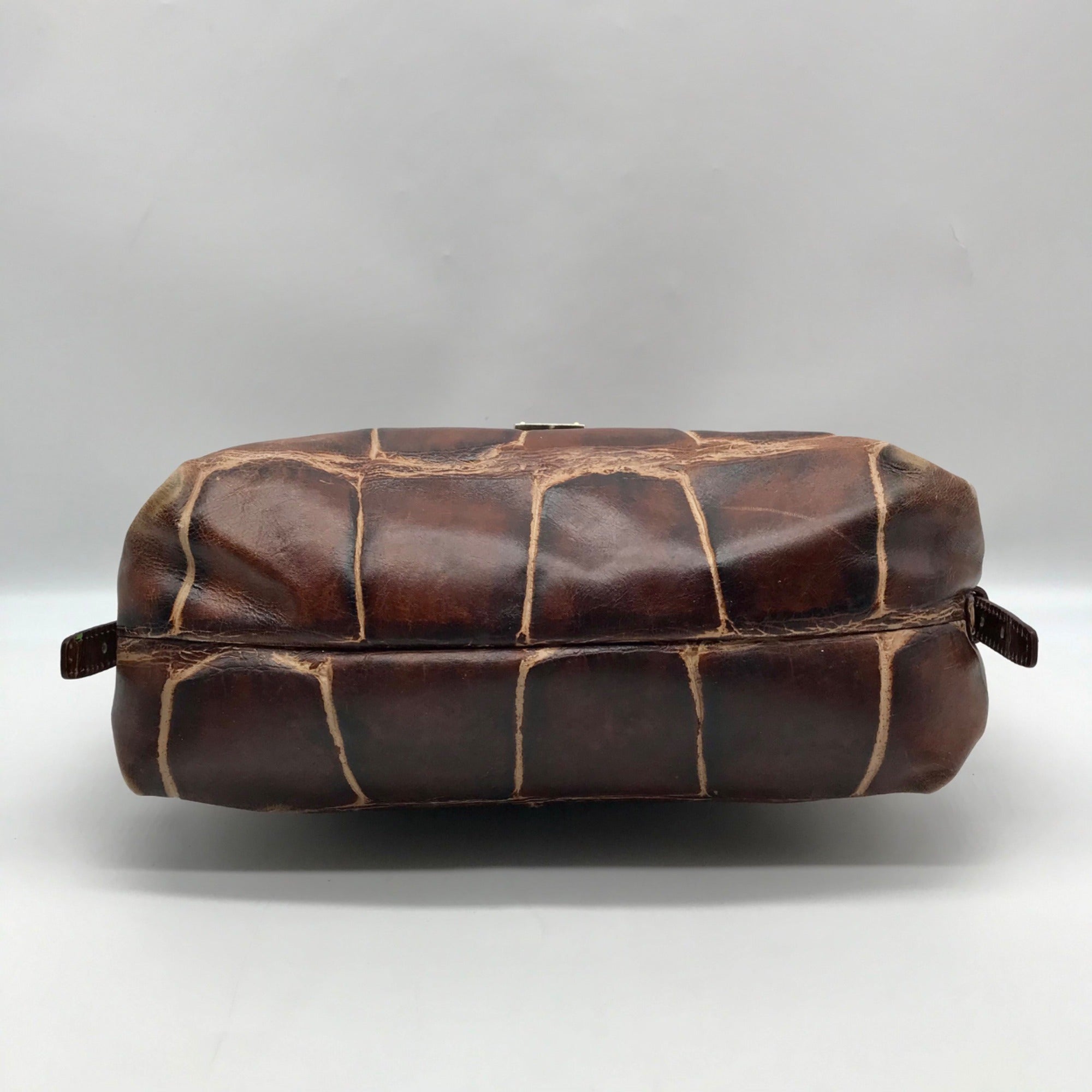 Dooney &amp; Bourke Brown Crocodile Embossed Shoulder Bag