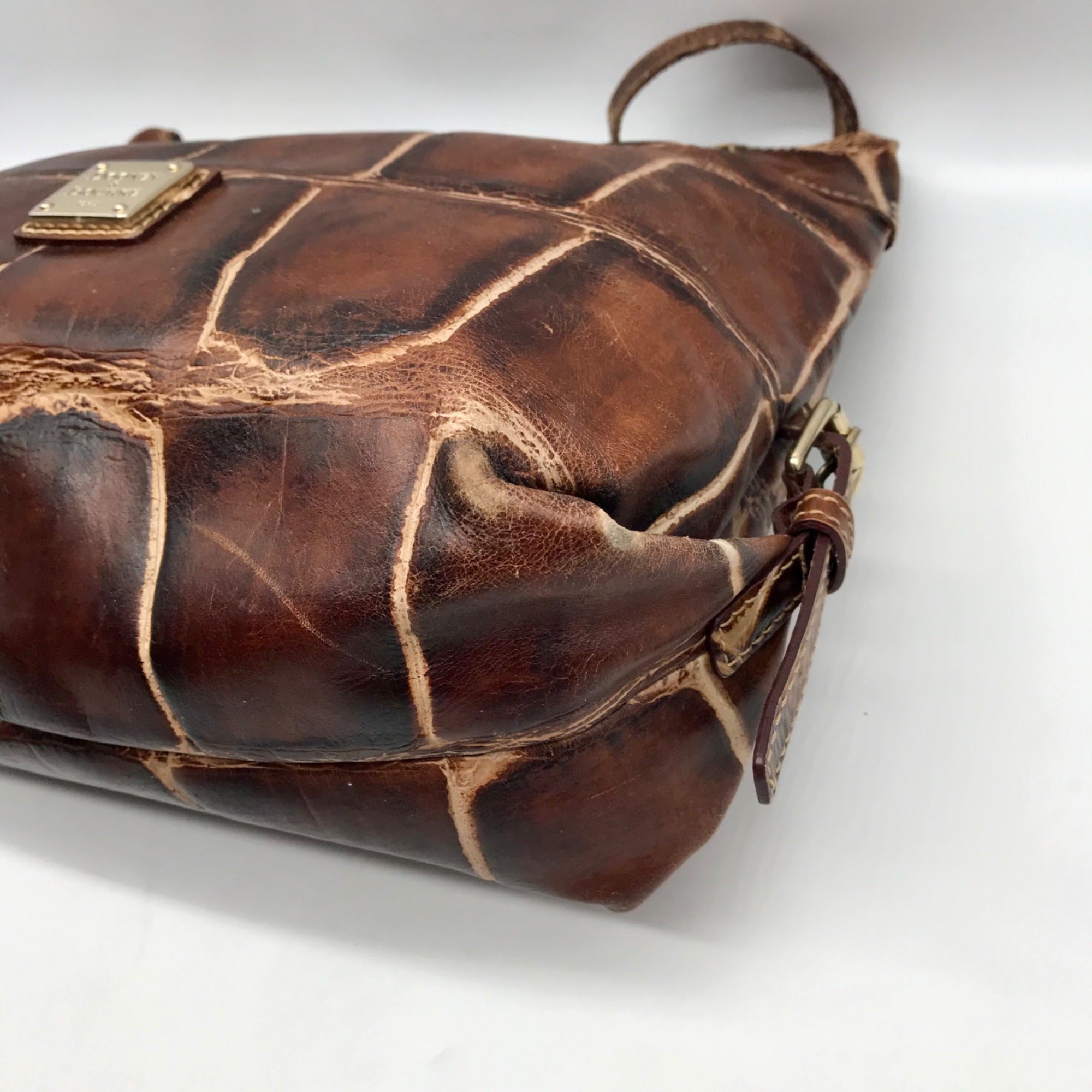 Dooney &amp; Bourke Brown Crocodile Embossed Shoulder Bag