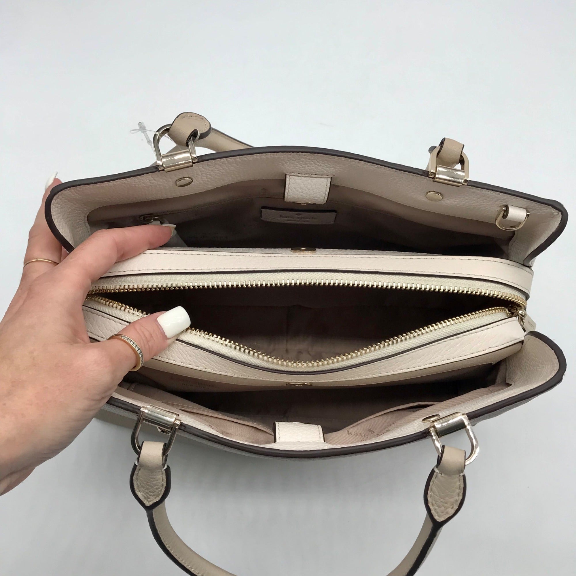 Kate Spade Light Sand Pebbled Leather Leila Convertible Satchel