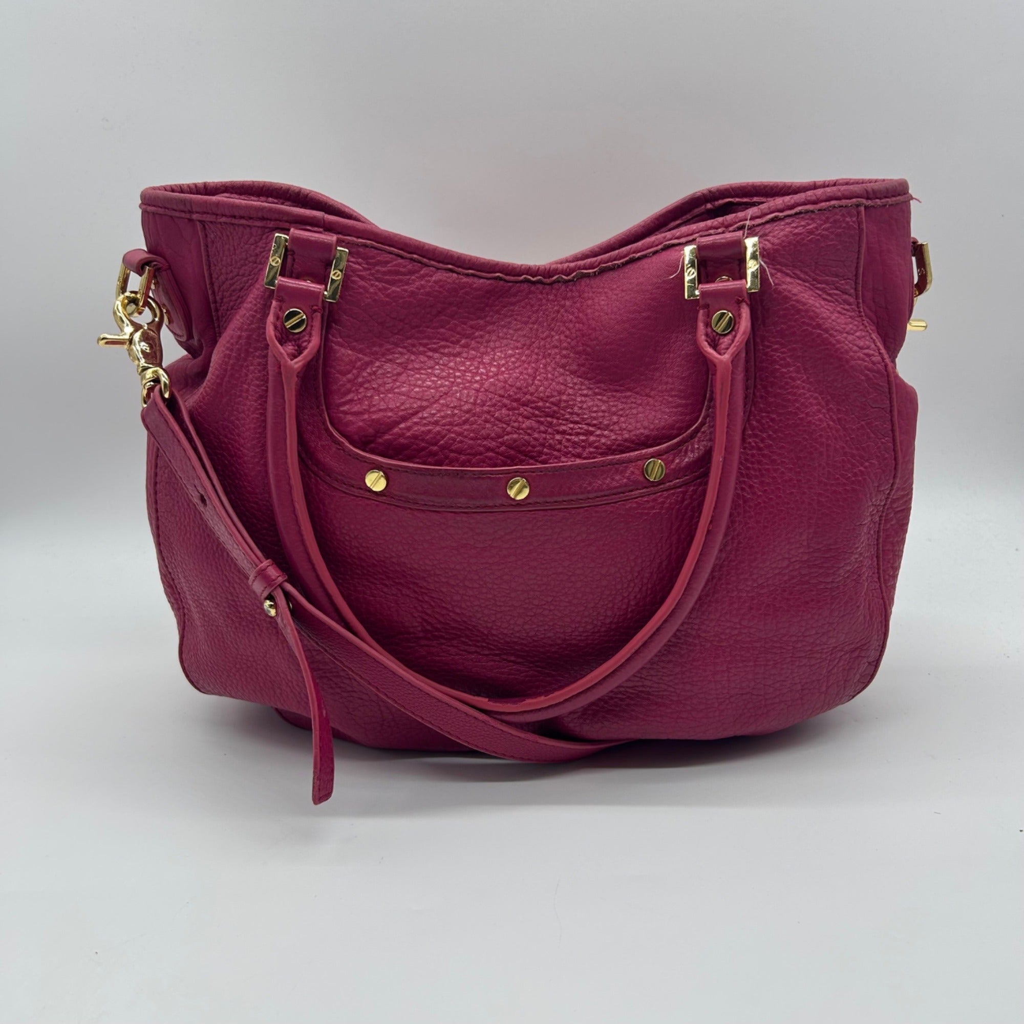 Tory Burch Amanda Magenta Pink Pebbled Leather Hobo Bag