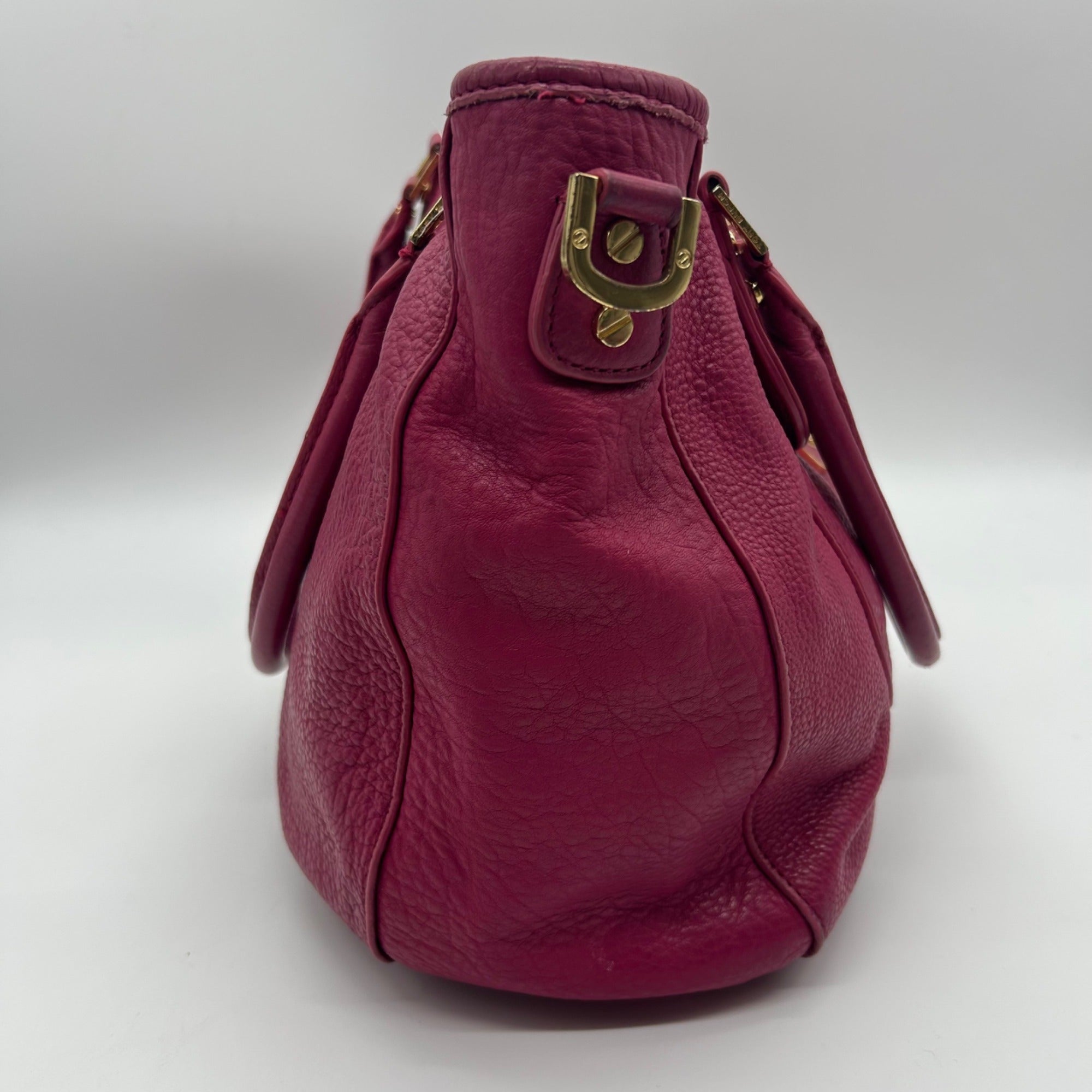 Tory Burch Amanda Magenta Pink Pebbled Leather Hobo Bag