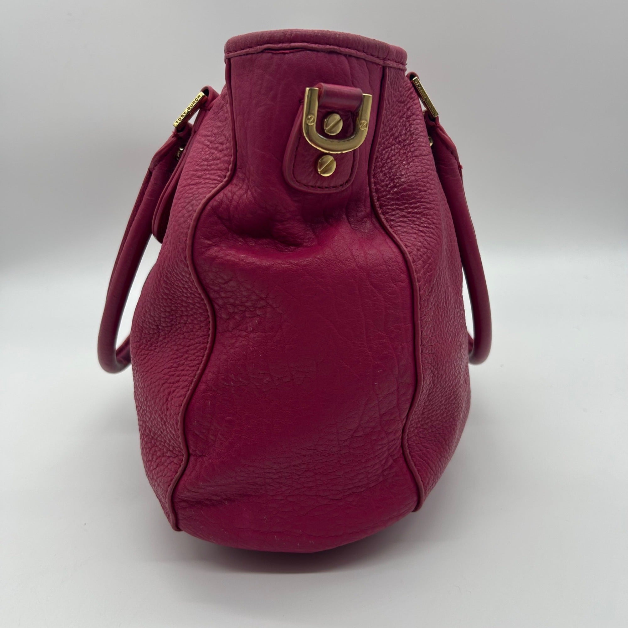 Tory Burch Amanda Magenta Pink Pebbled Leather Hobo Bag