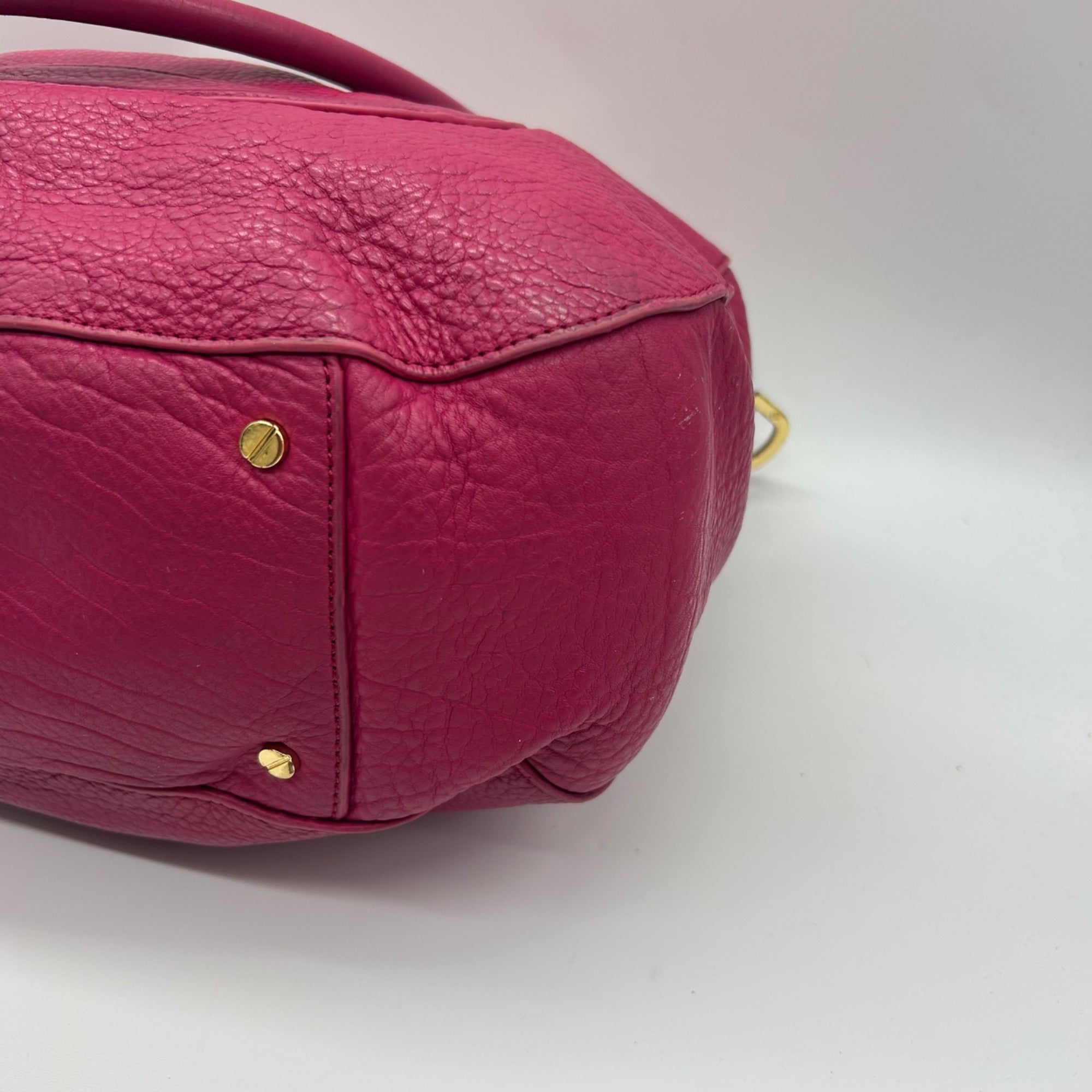 Tory Burch Amanda Magenta Pink Pebbled Leather Hobo Bag
