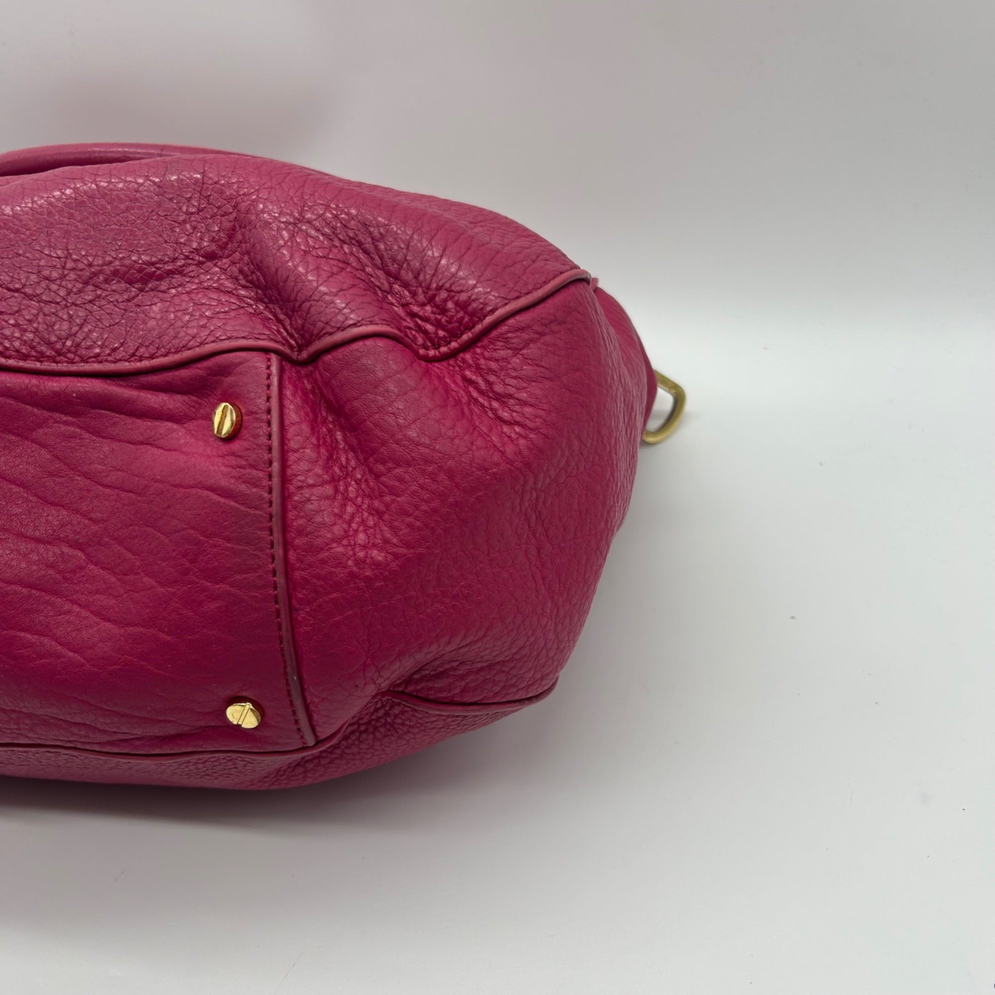 Tory Burch Amanda Magenta Pink Pebbled Leather Hobo Bag