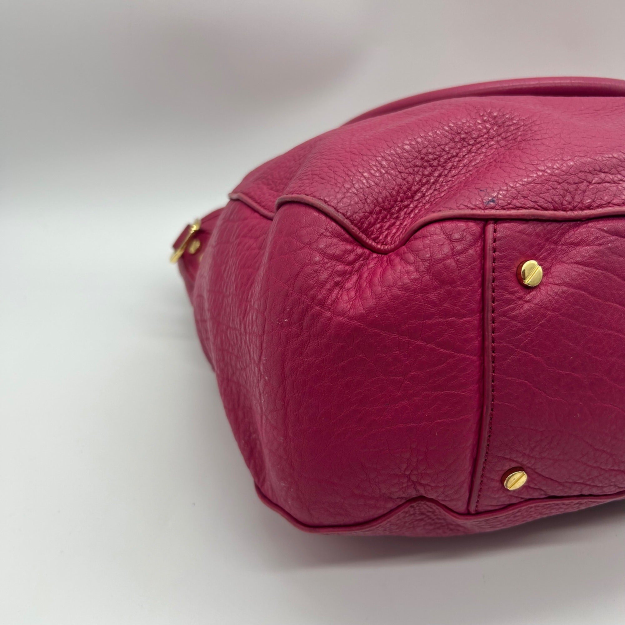 Tory Burch Amanda Magenta Pink Pebbled Leather Hobo Bag