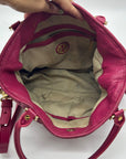 Tory Burch Amanda Magenta Pink Pebbled Leather Hobo Bag