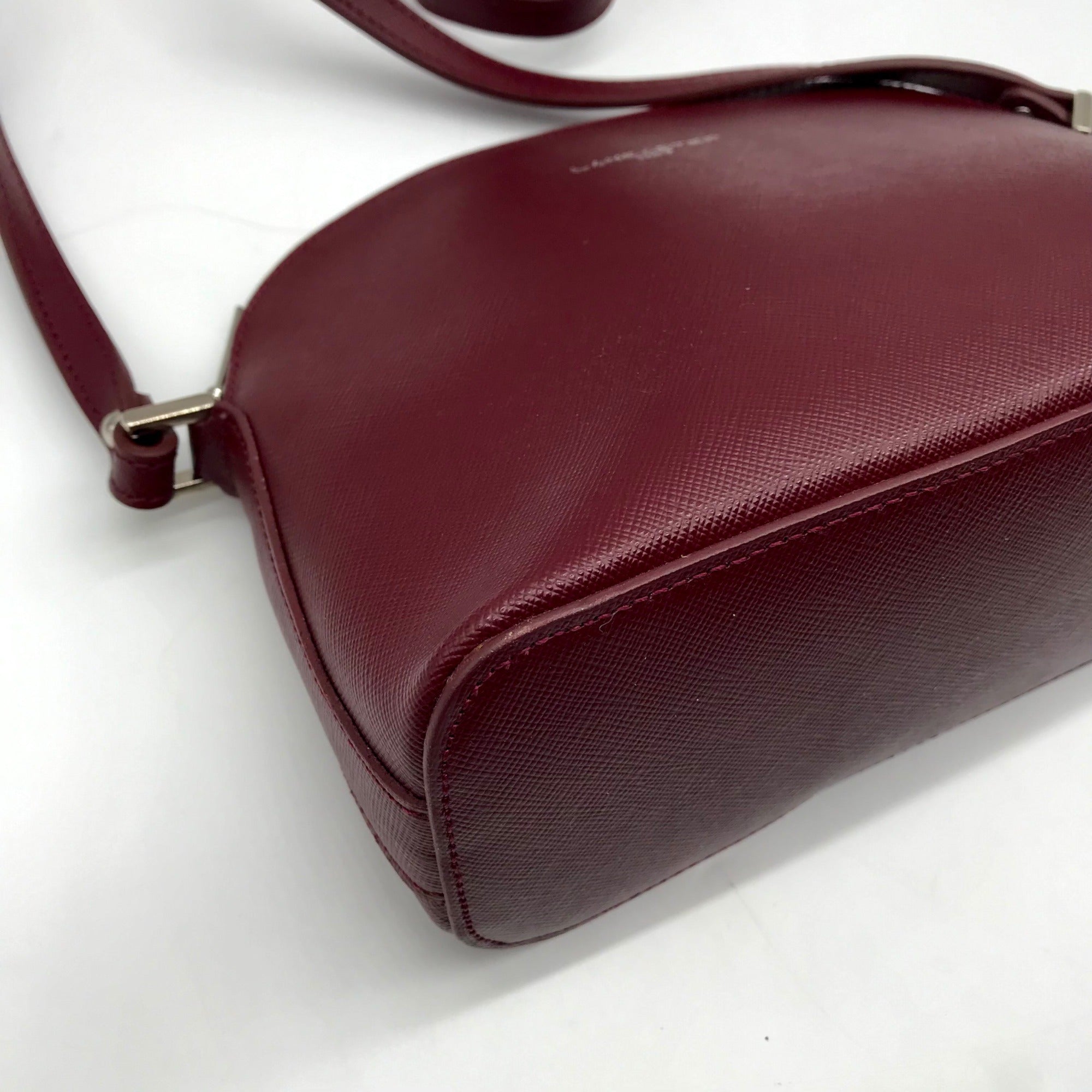 Lancaster Paris Burgundy Saffiano Leather  Crossbody Bag