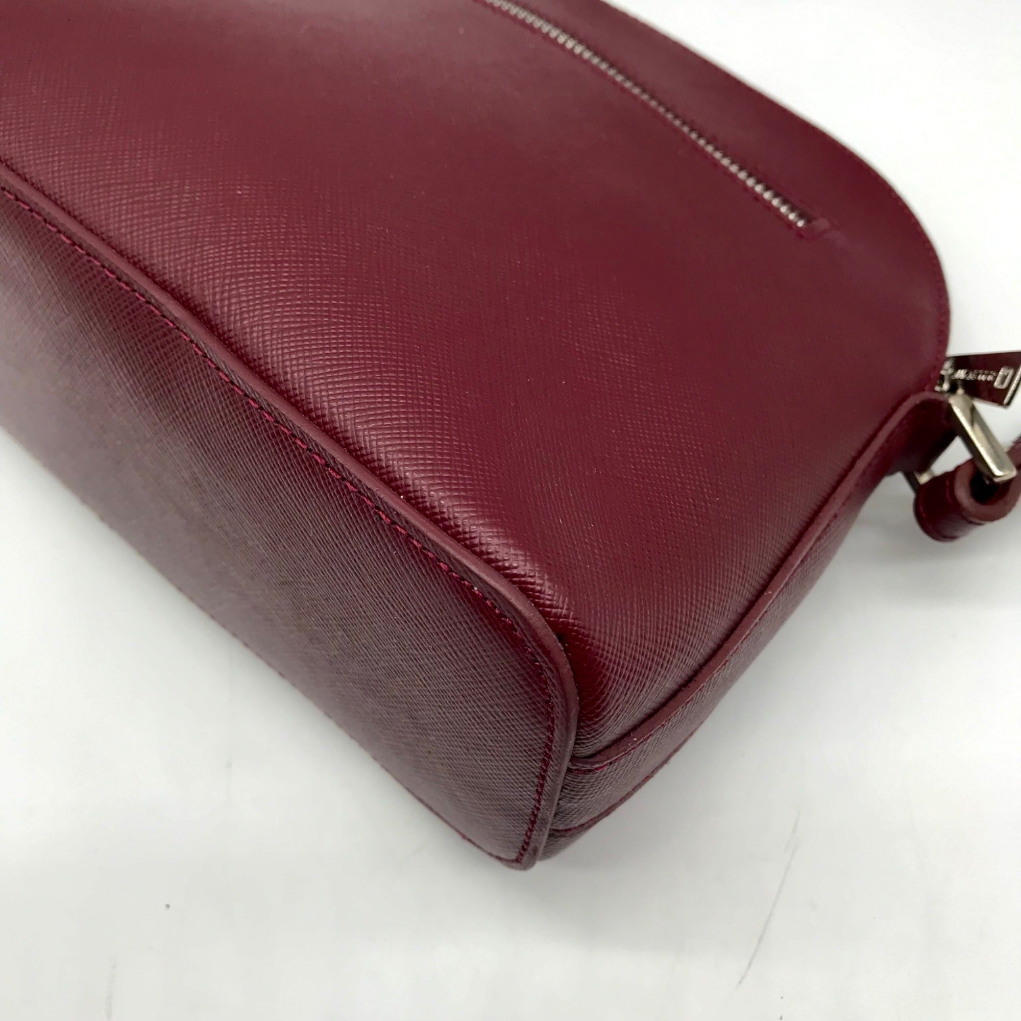Lancaster Paris Burgundy Saffiano Leather  Crossbody Bag
