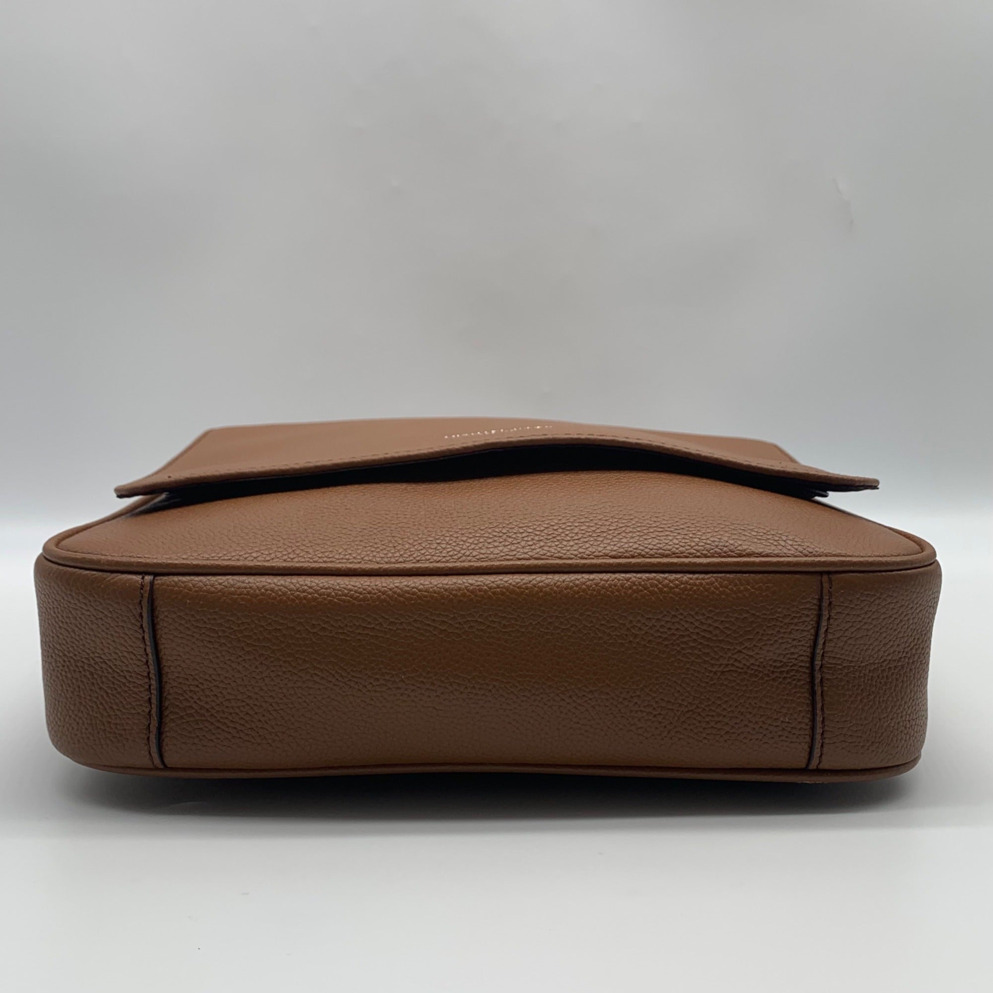 Michael Kors Medium Brown Crossgrain Leather Harrison Messenger Bag