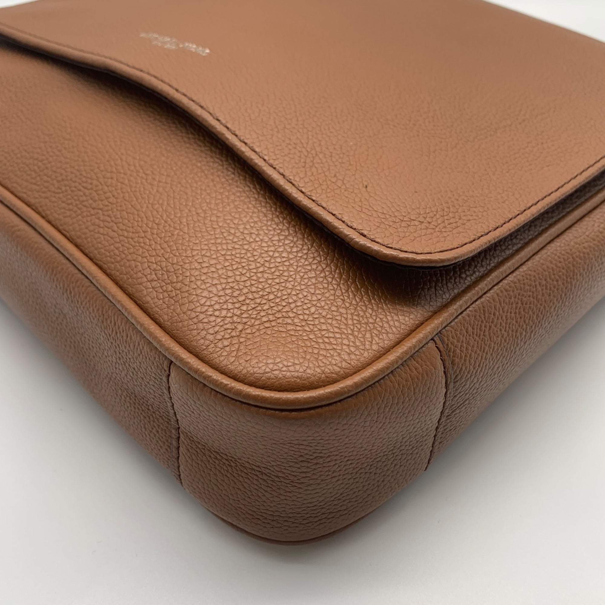 Michael Kors Medium Brown Crossgrain Leather Harrison Messenger Bag