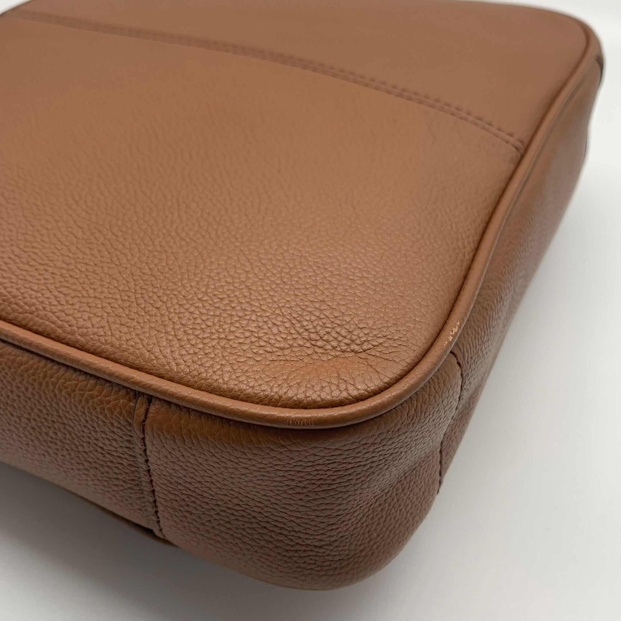 Michael Kors Medium Brown Crossgrain Leather Harrison Messenger Bag