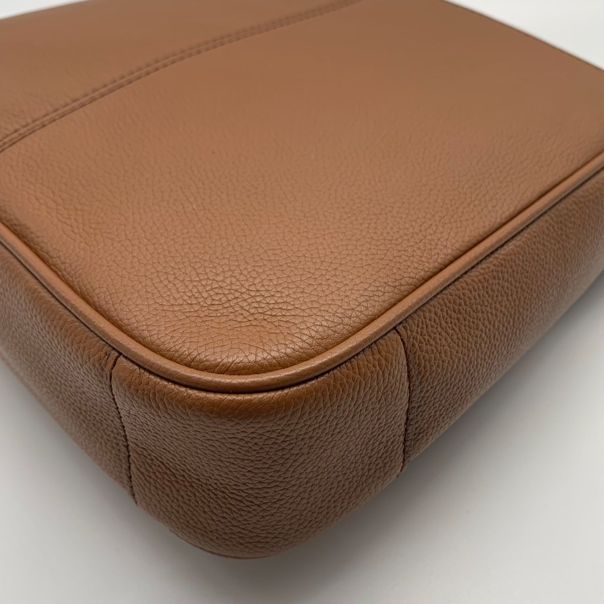 Michael Kors Medium Brown Crossgrain Leather Harrison Messenger Bag