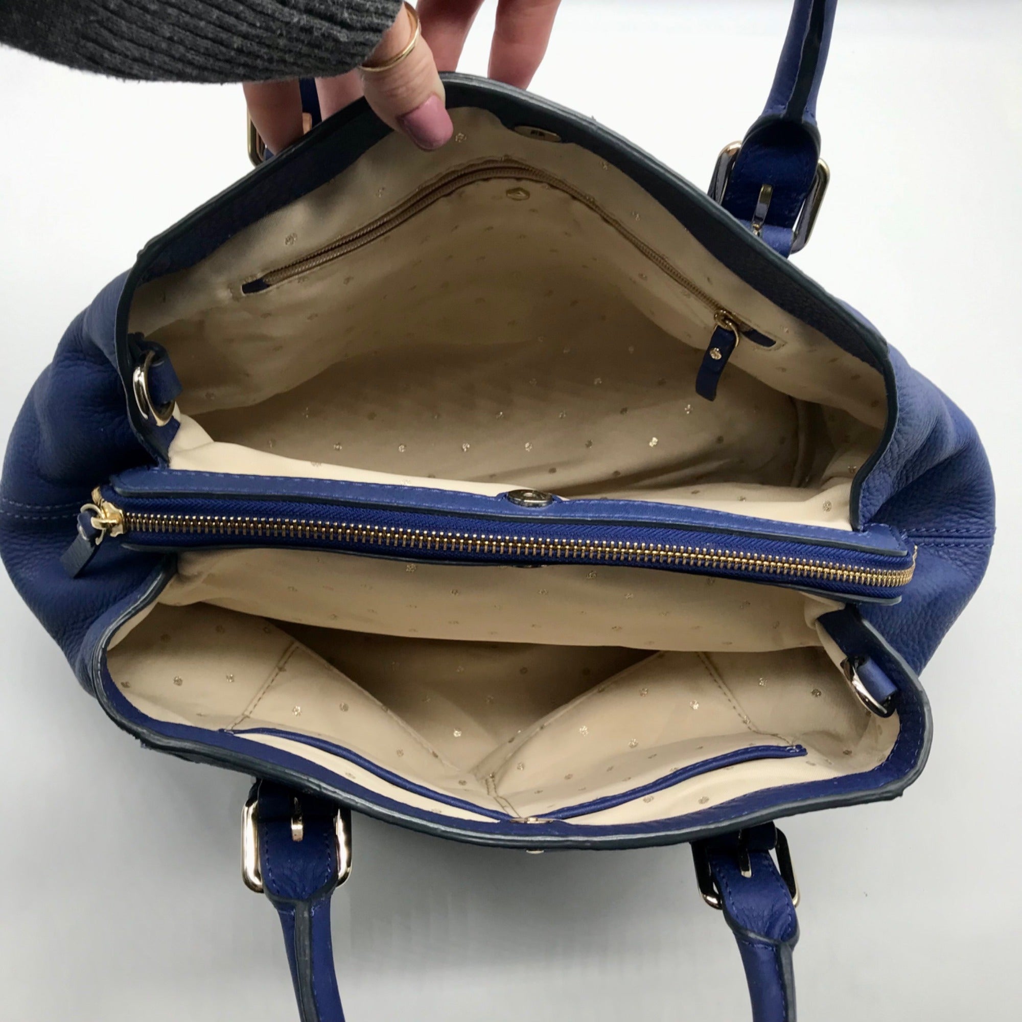 Kate Spade Atlantic Blue Leather Mercer Isle Sloan Perforated Satchel