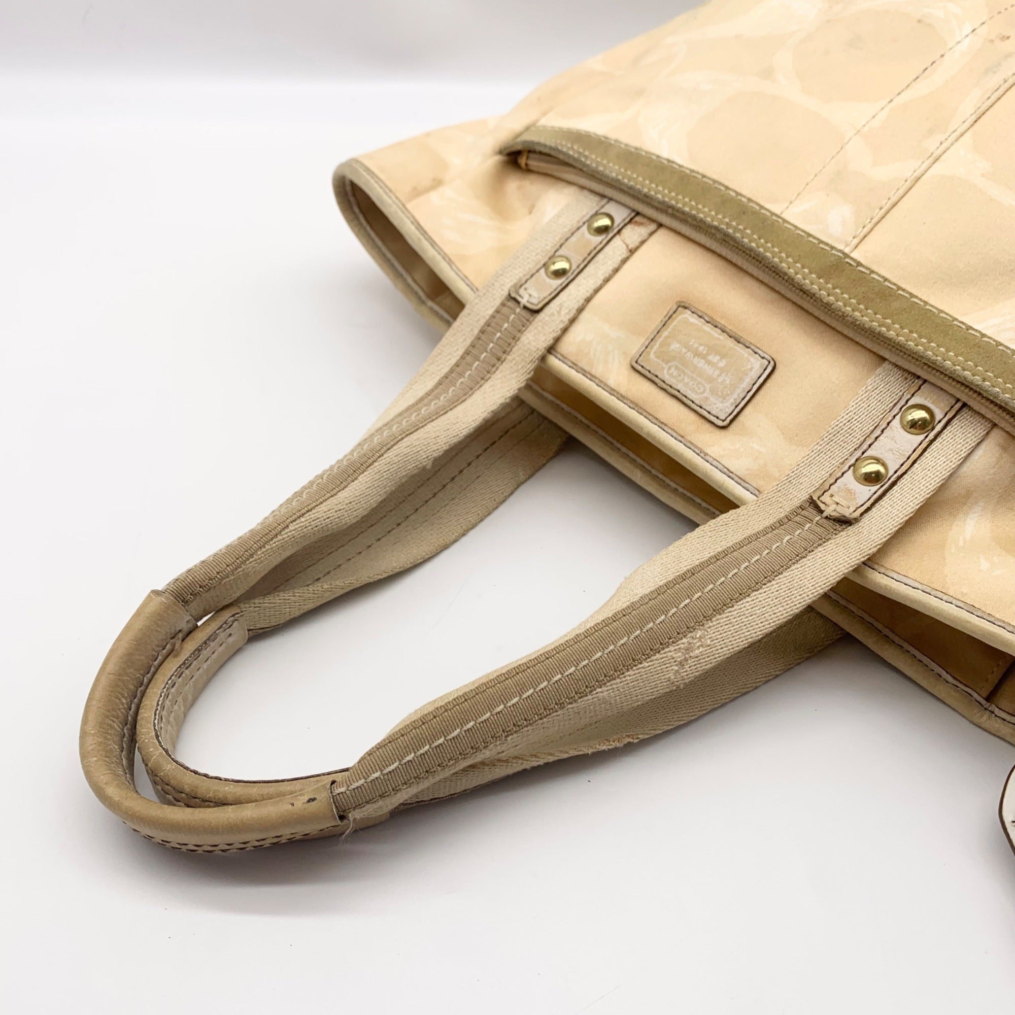 Coach Yellow Cotton Sateen Hampton Scribble Tote Bag