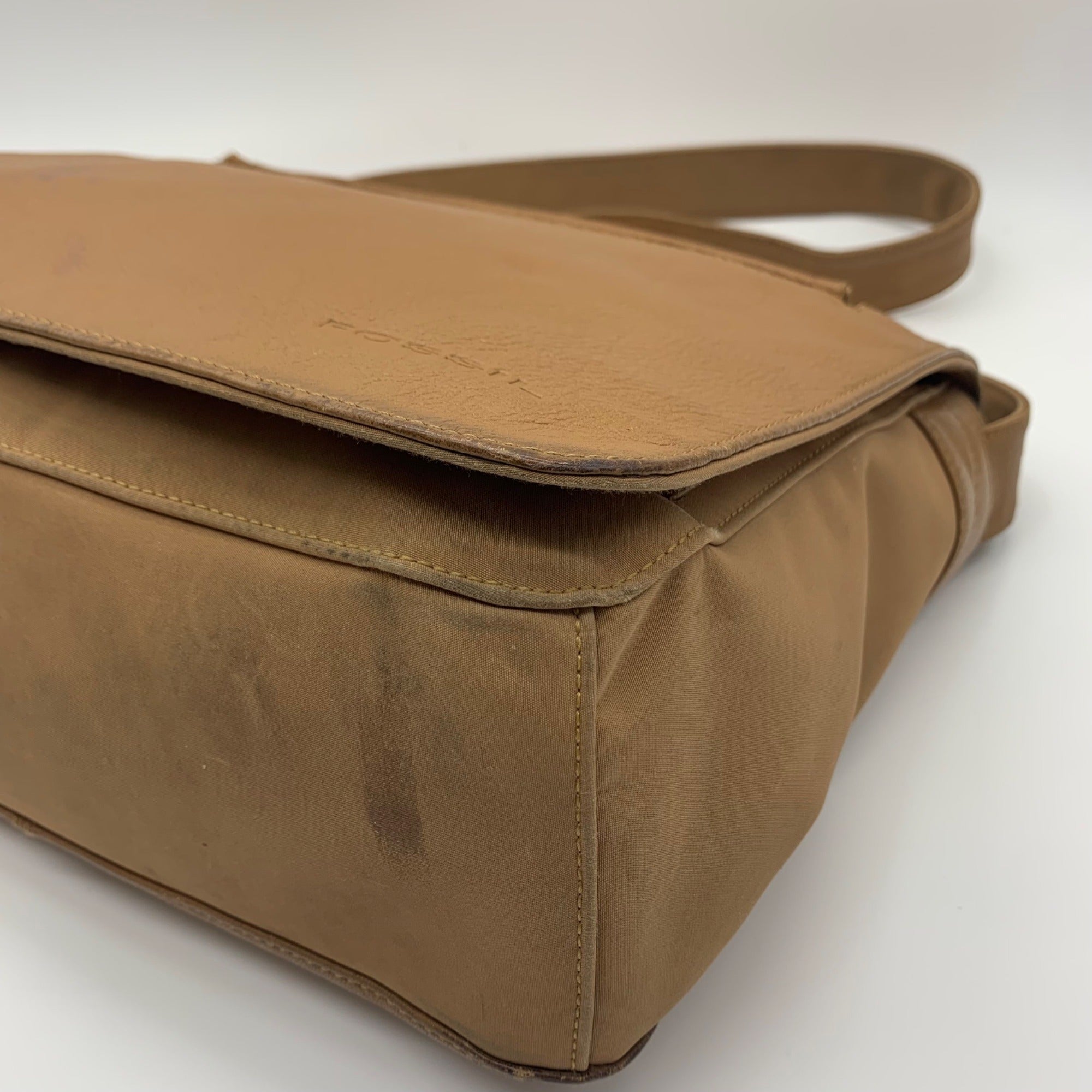 Fossil Brown Leather Multi-Pocket Work Shoulder Bag