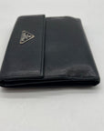 Prada Saffiano Black Leather Flap Wallet