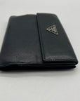 Prada Saffiano Black Leather Flap Wallet