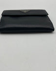 Prada Saffiano Black Leather Flap Wallet