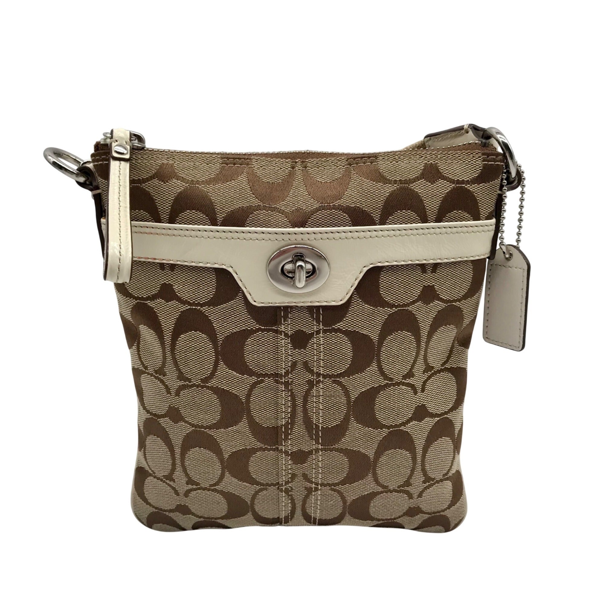 Coach Brown Canvas Fabric Crossbody Bag 40688