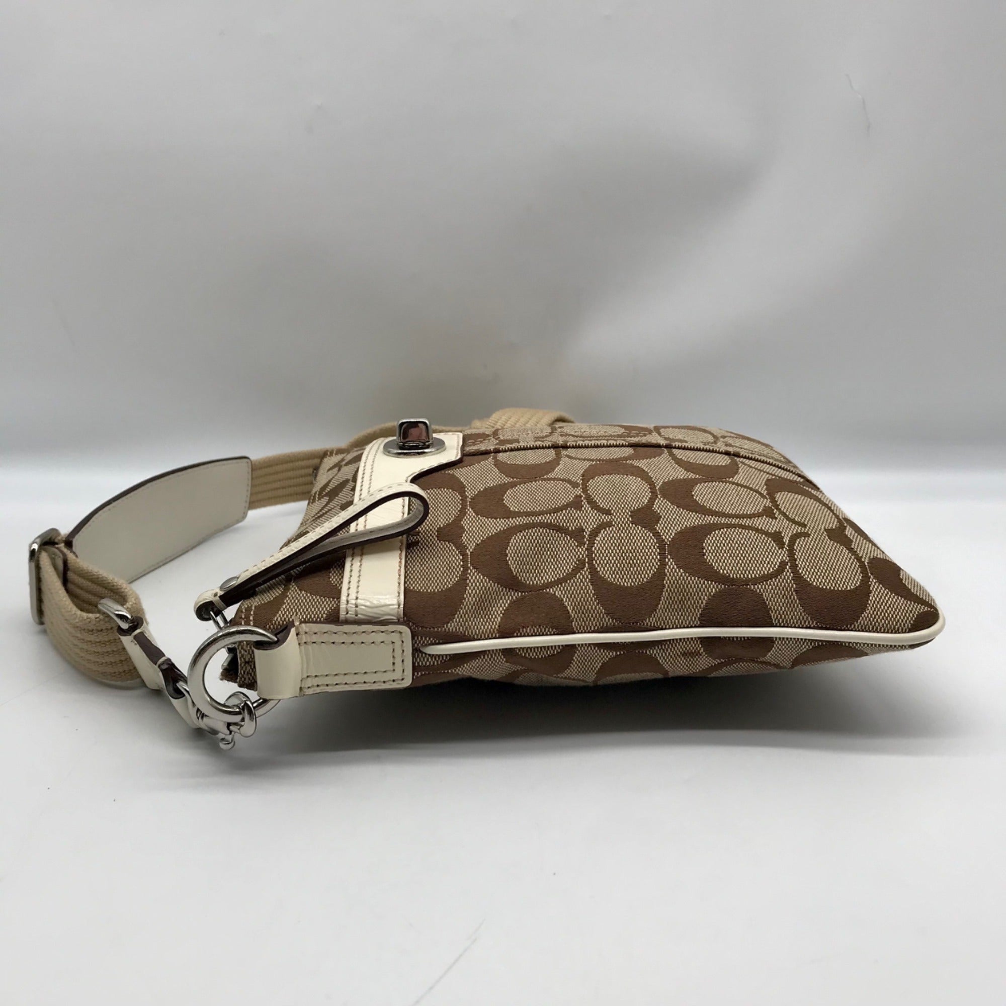Coach Brown Canvas Fabric Crossbody Bag 40688