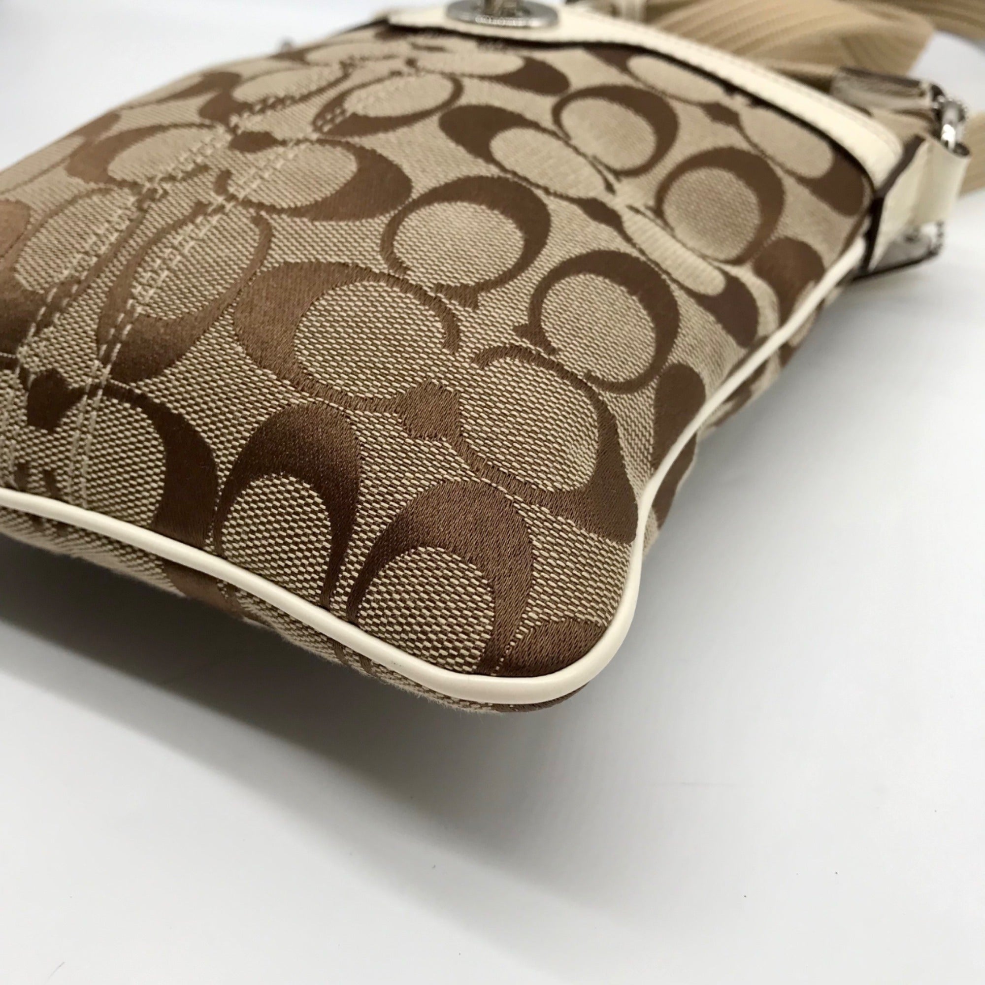 Coach Brown Canvas Fabric Crossbody Bag 40688