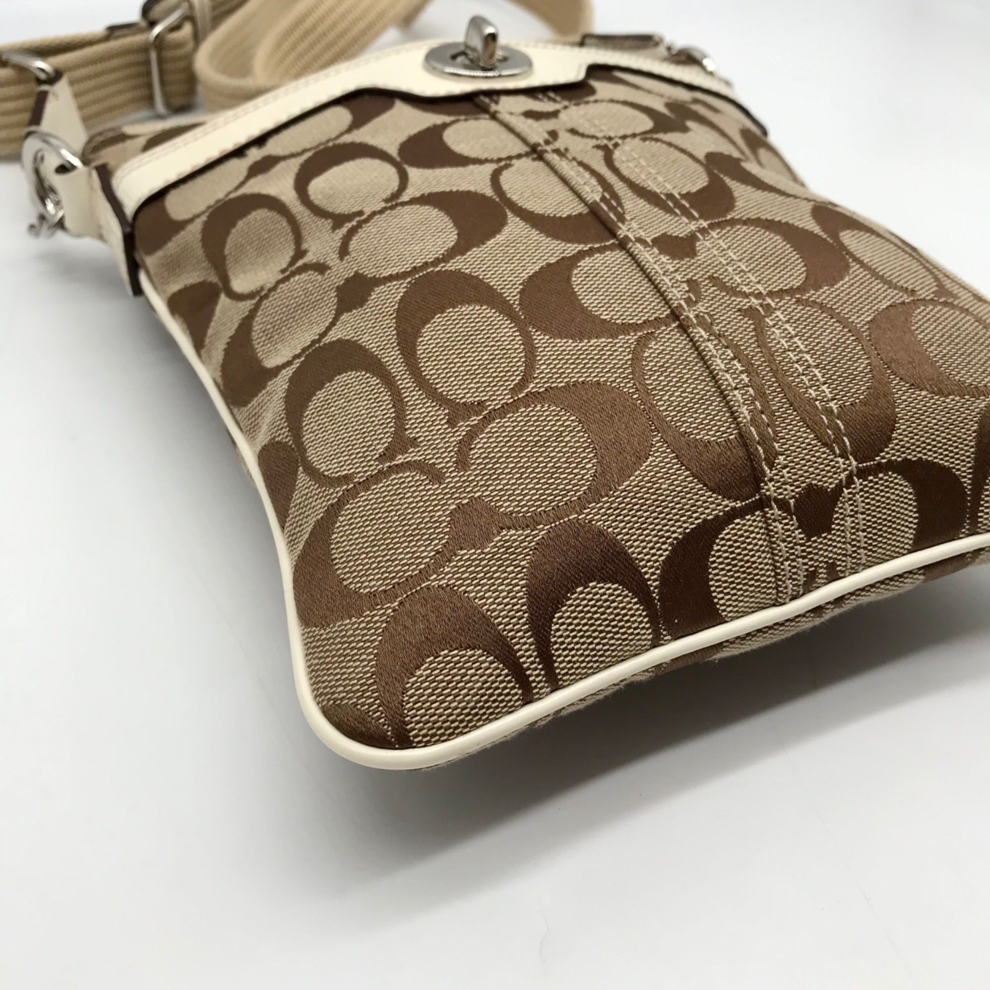 Coach Brown Canvas Fabric Crossbody Bag 40688