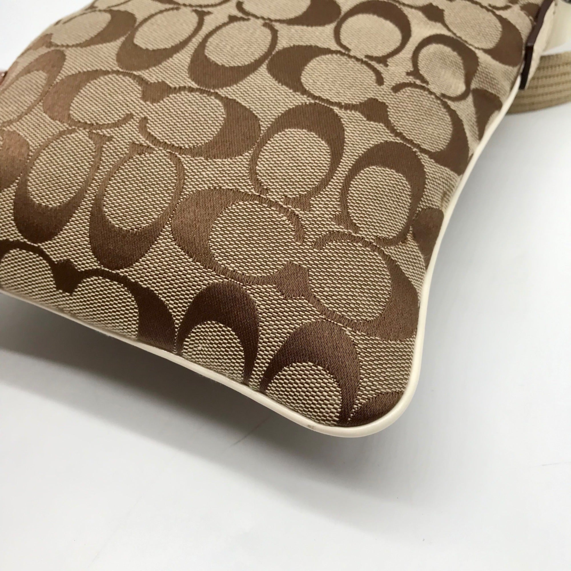 Coach Brown Canvas Fabric Crossbody Bag 40688