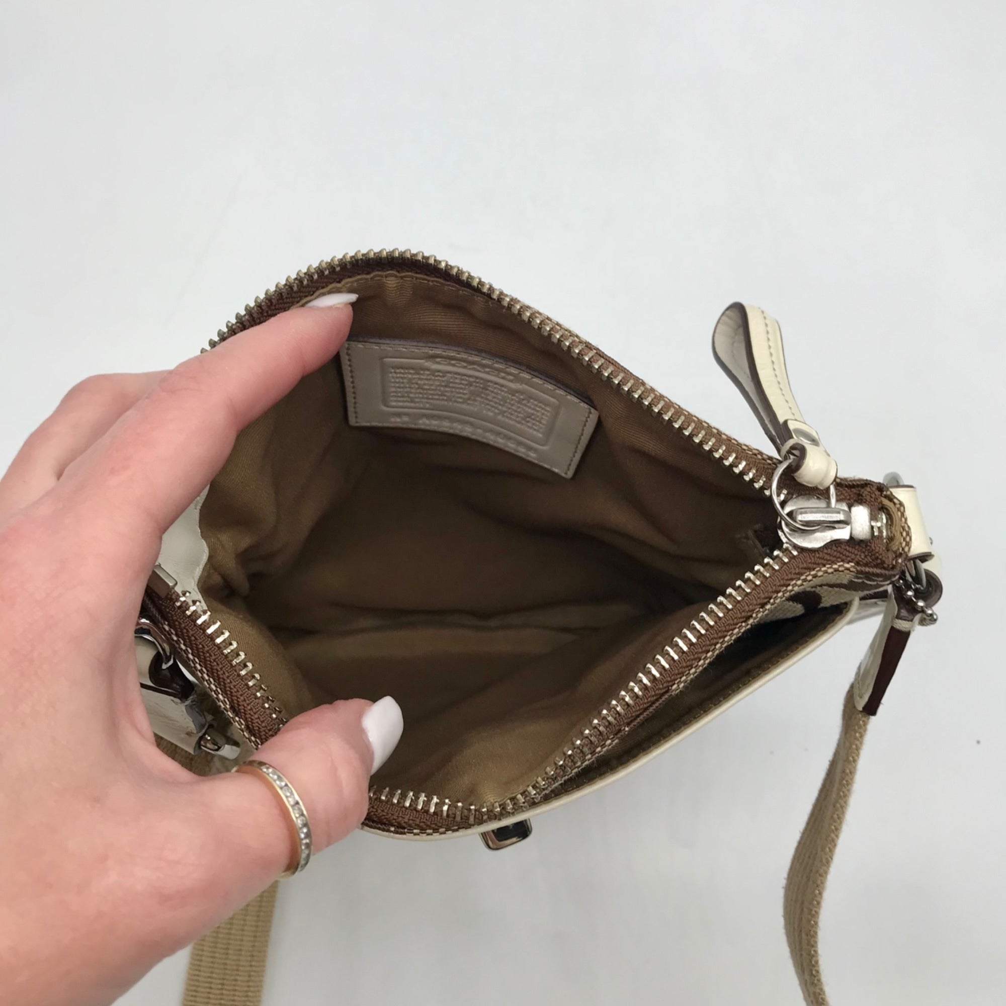 Coach Brown Canvas Fabric Crossbody Bag 40688