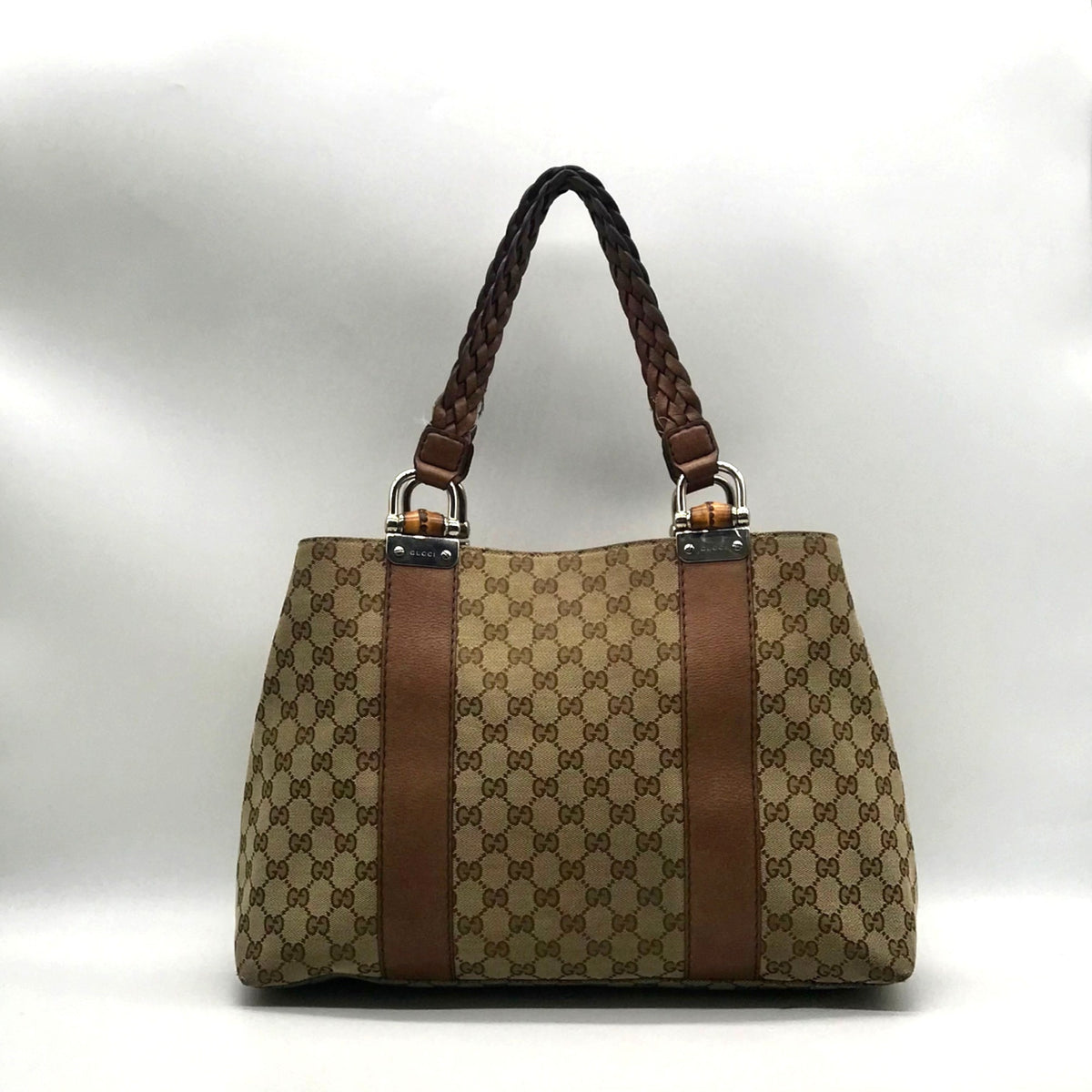 Gucci GG Khaki Signature Canvas Libeccio Tote Bag