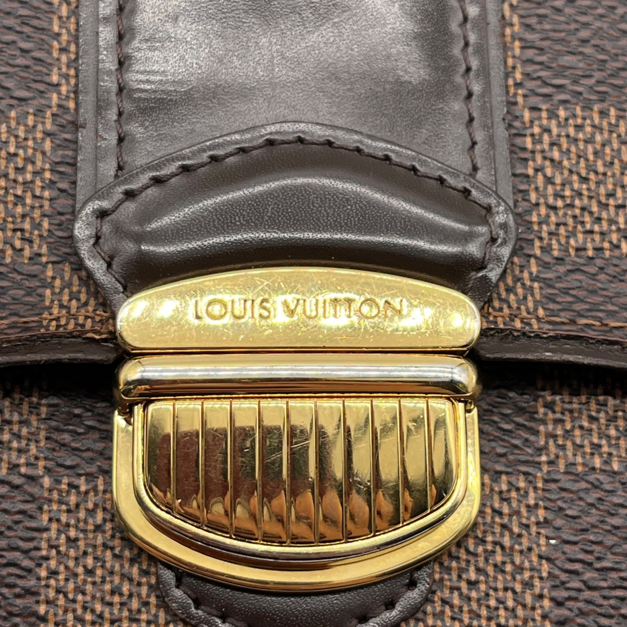 Louise Vuitton Brown Leather Damier Ebène Sistina Wallet