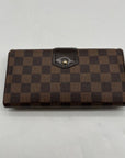 Louise Vuitton Brown Leather Damier Ebène Sistina Wallet