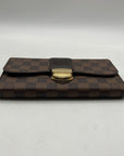 Louise Vuitton Brown Leather Damier Ebène Sistina Wallet