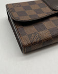 Louise Vuitton Brown Leather Damier Ebène Sistina Wallet