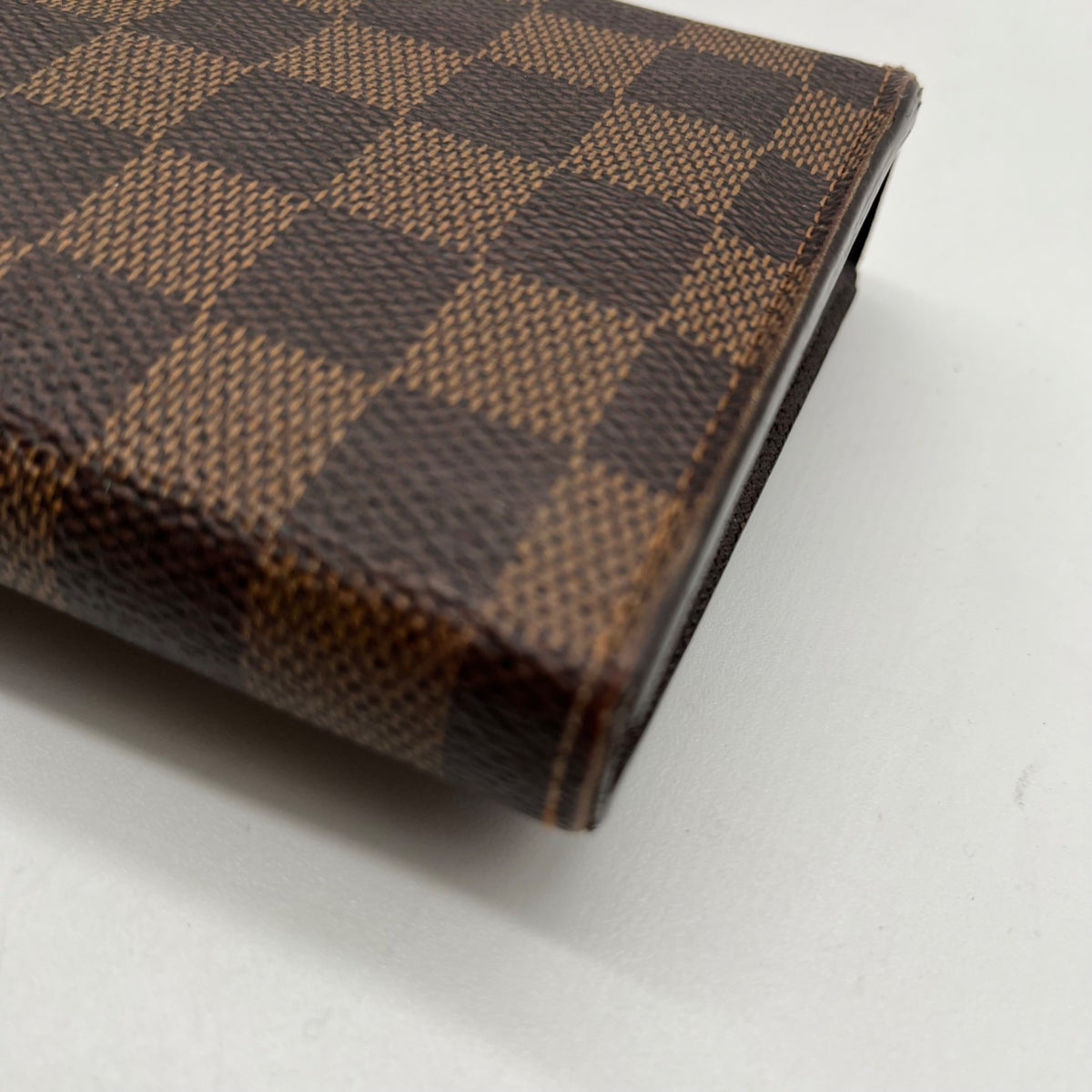 Louise Vuitton Brown Leather Damier Ebène Sistina Wallet