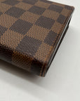 Louise Vuitton Brown Leather Damier Ebène Sistina Wallet