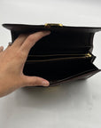 Louise Vuitton Brown Leather Damier Ebène Sistina Wallet