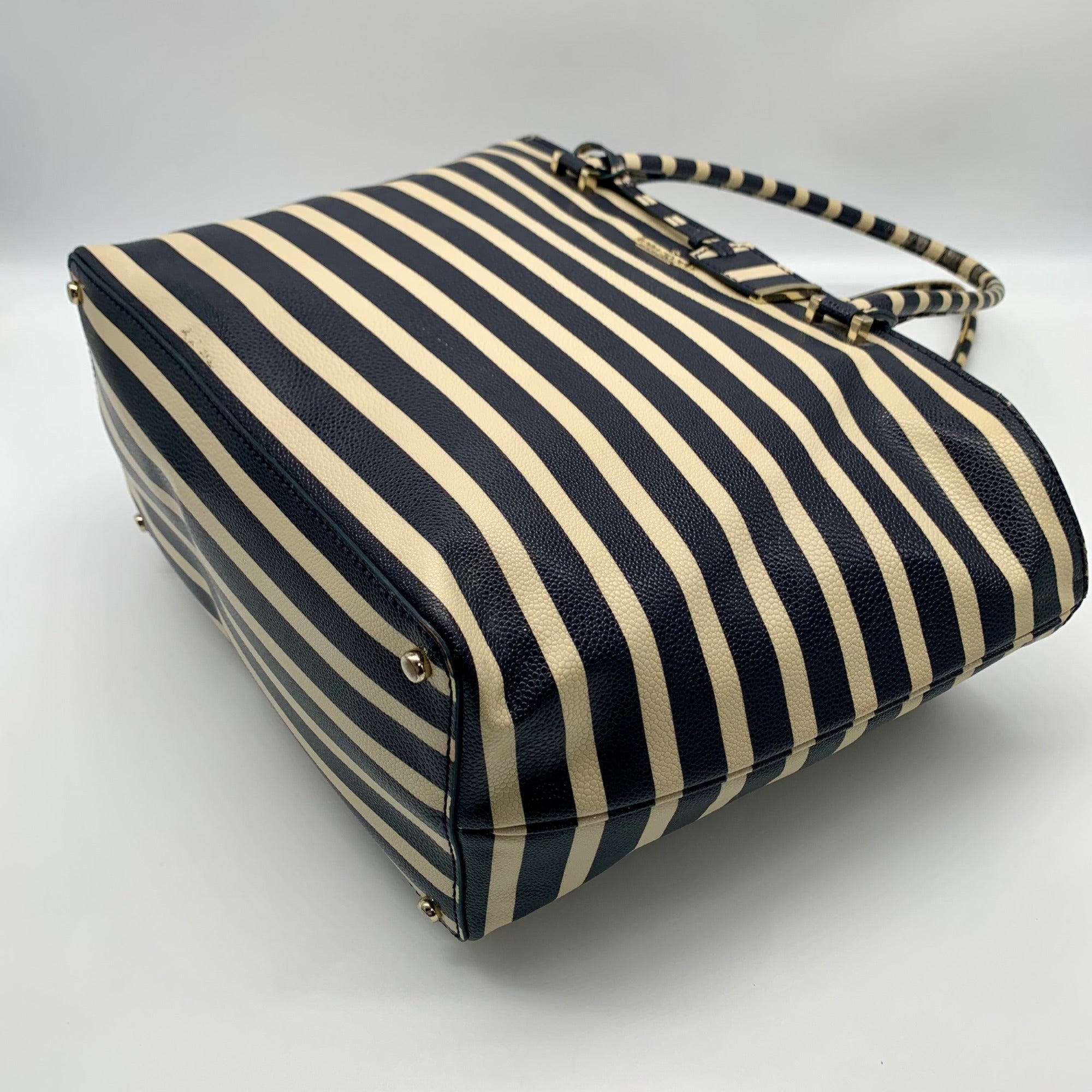 Kate Spade Cedar Street Offshore Blue &amp; Ivory French Striped Harmony Tote