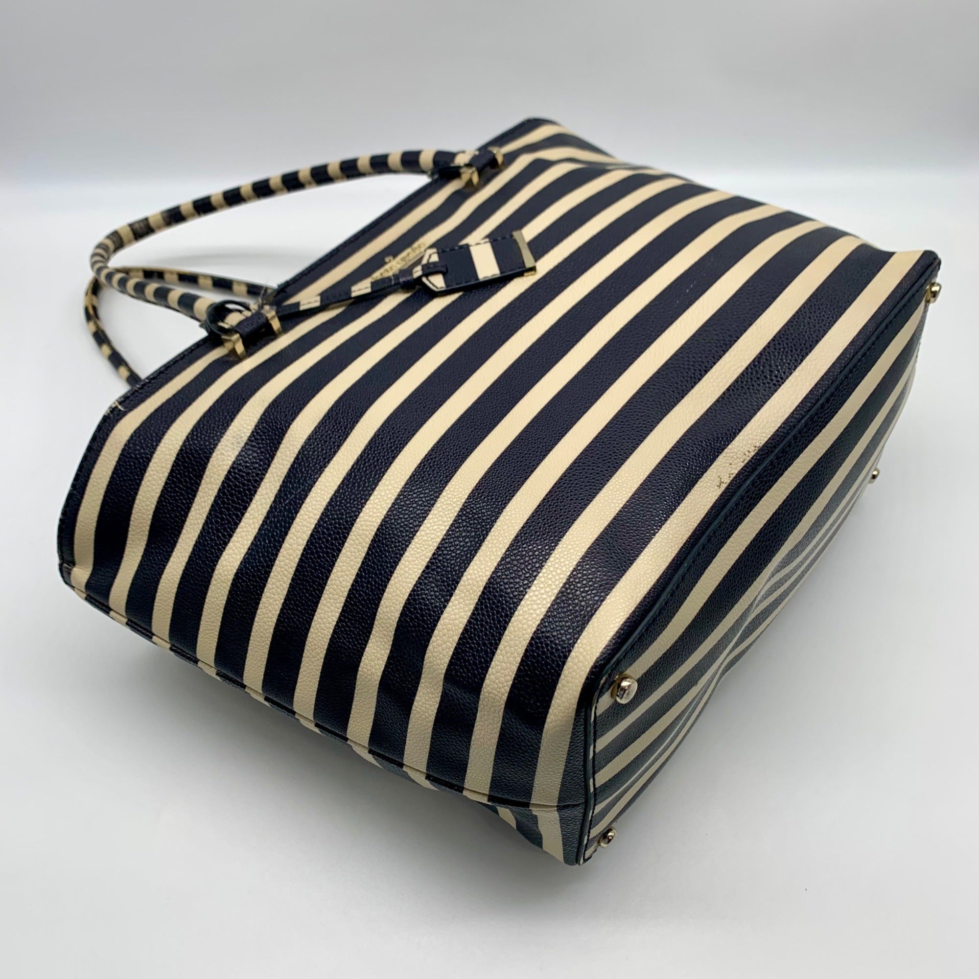 Kate Spade Cedar Street Offshore Blue &amp; Ivory French Striped Harmony Tote