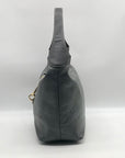 Dooney & Bourke Gray Pebbled Leather Lucca Logo Lock Hobo Bag