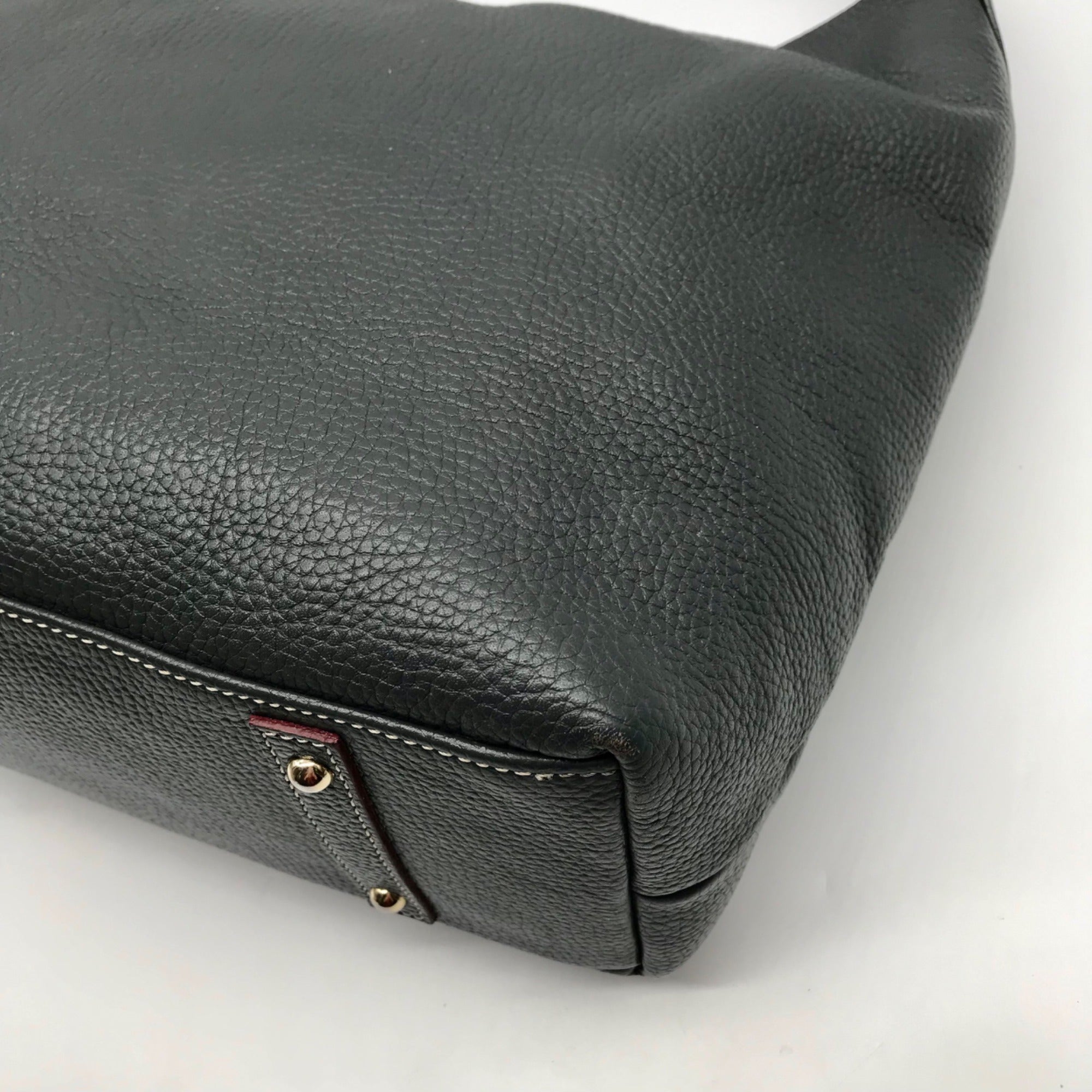 Dooney &amp; Bourke Gray Pebbled Leather Lucca Logo Lock Hobo Bag