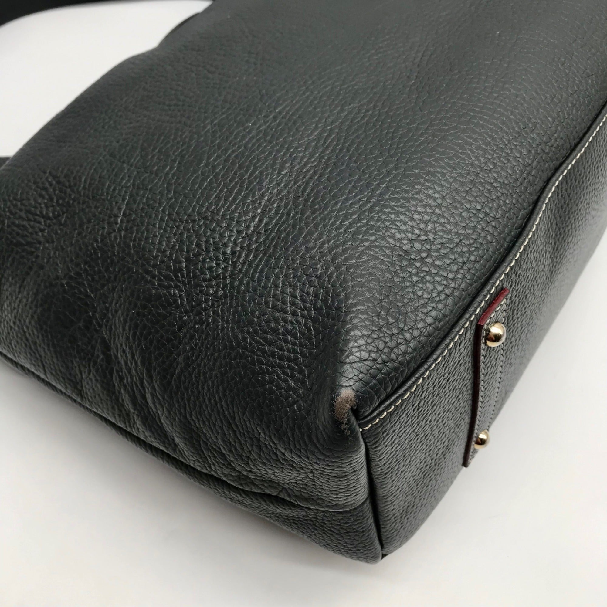 Dooney &amp; Bourke Gray Pebbled Leather Lucca Logo Lock Hobo Bag