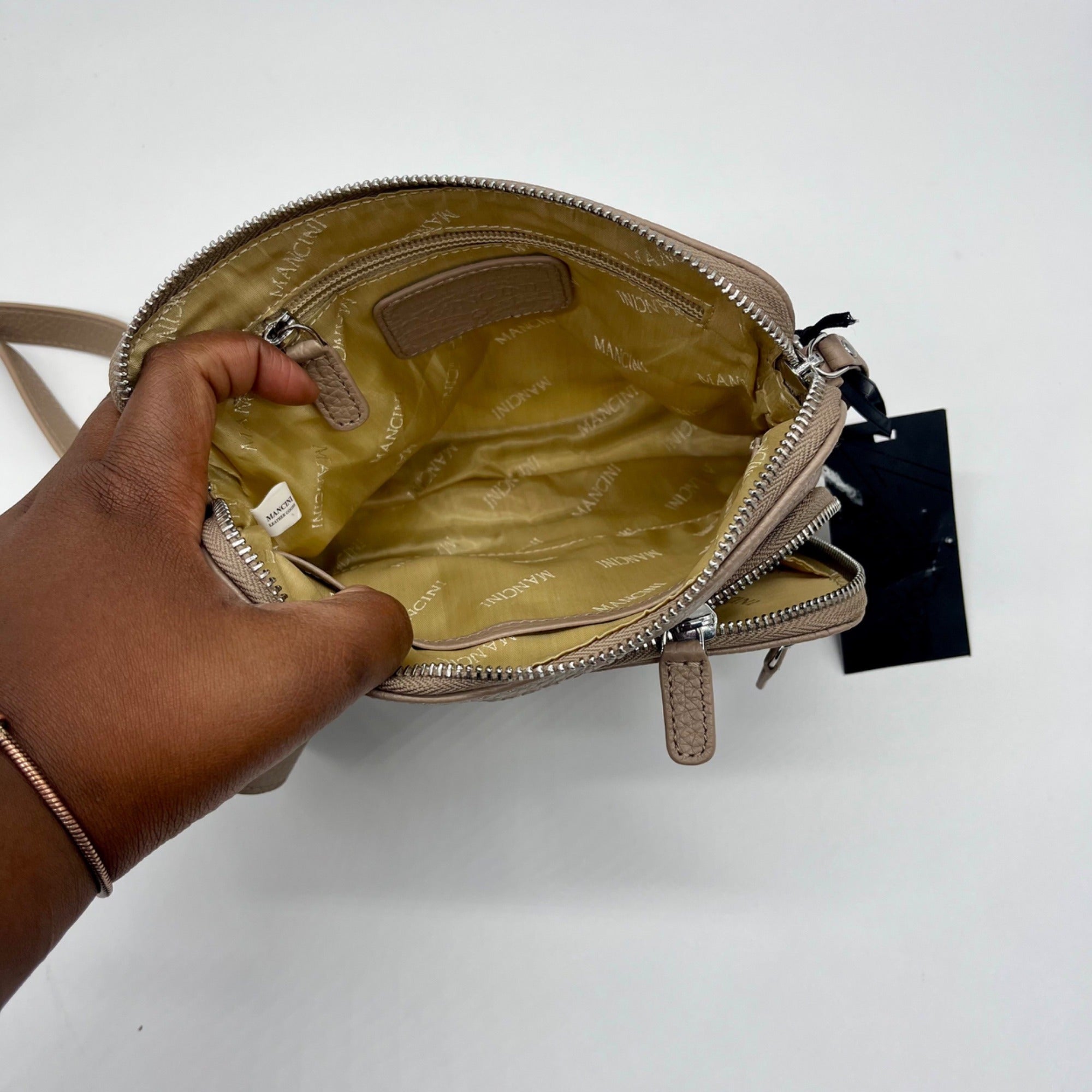 Mancini Brown Leather Crossbody Bag