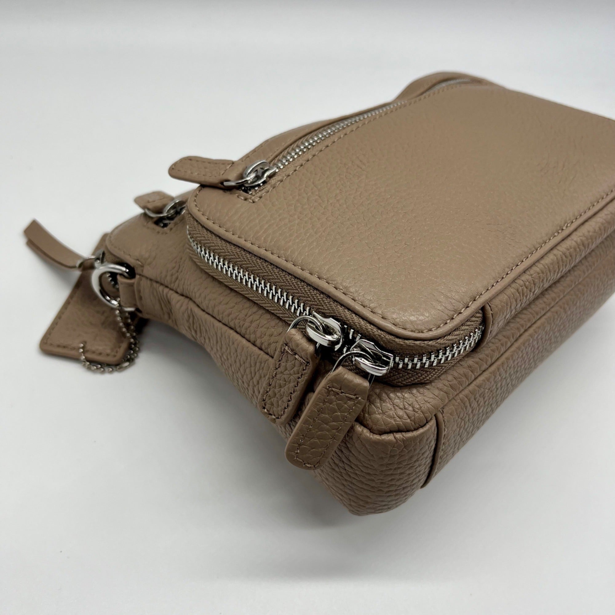 Mancini Brown Leather Crossbody Bag