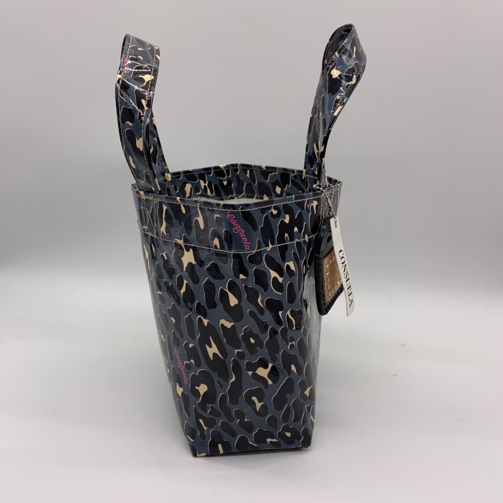 Consuela Blue Leopard Print Tote Bag