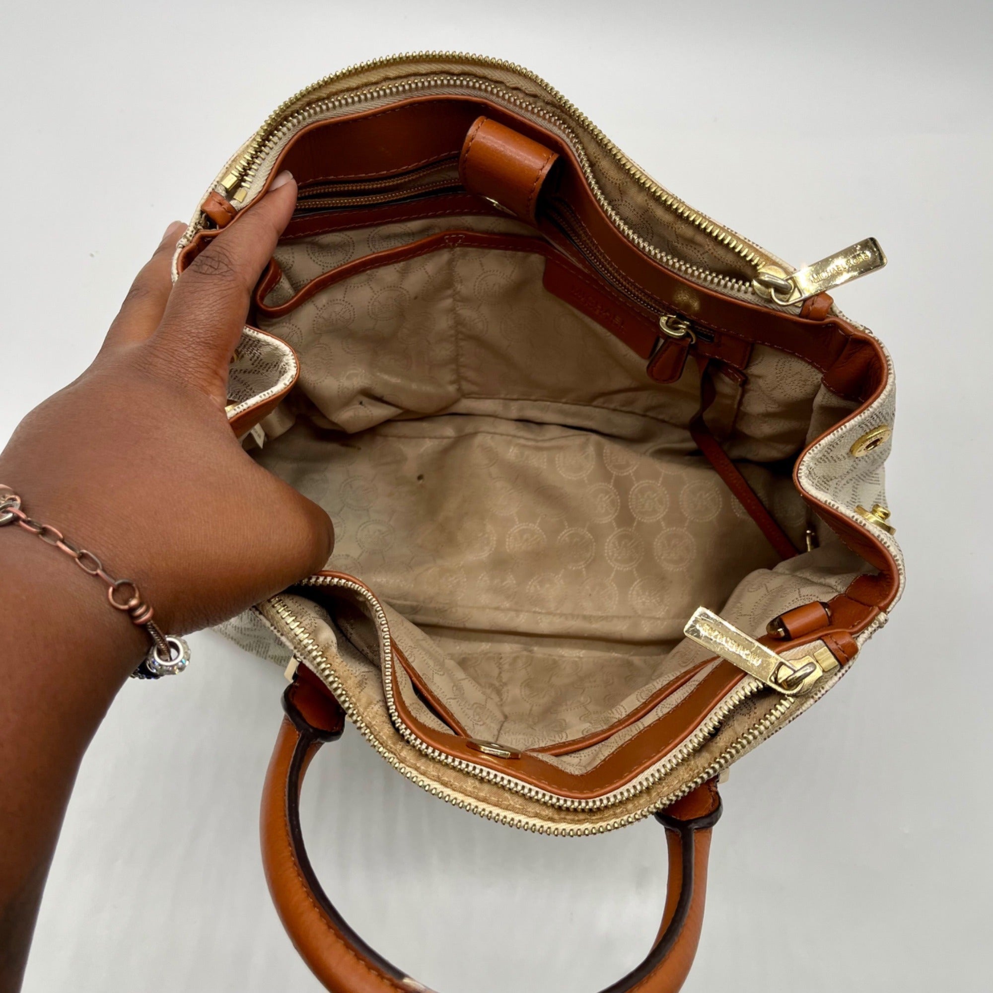 Michael Kors Cream Canvas Satchel