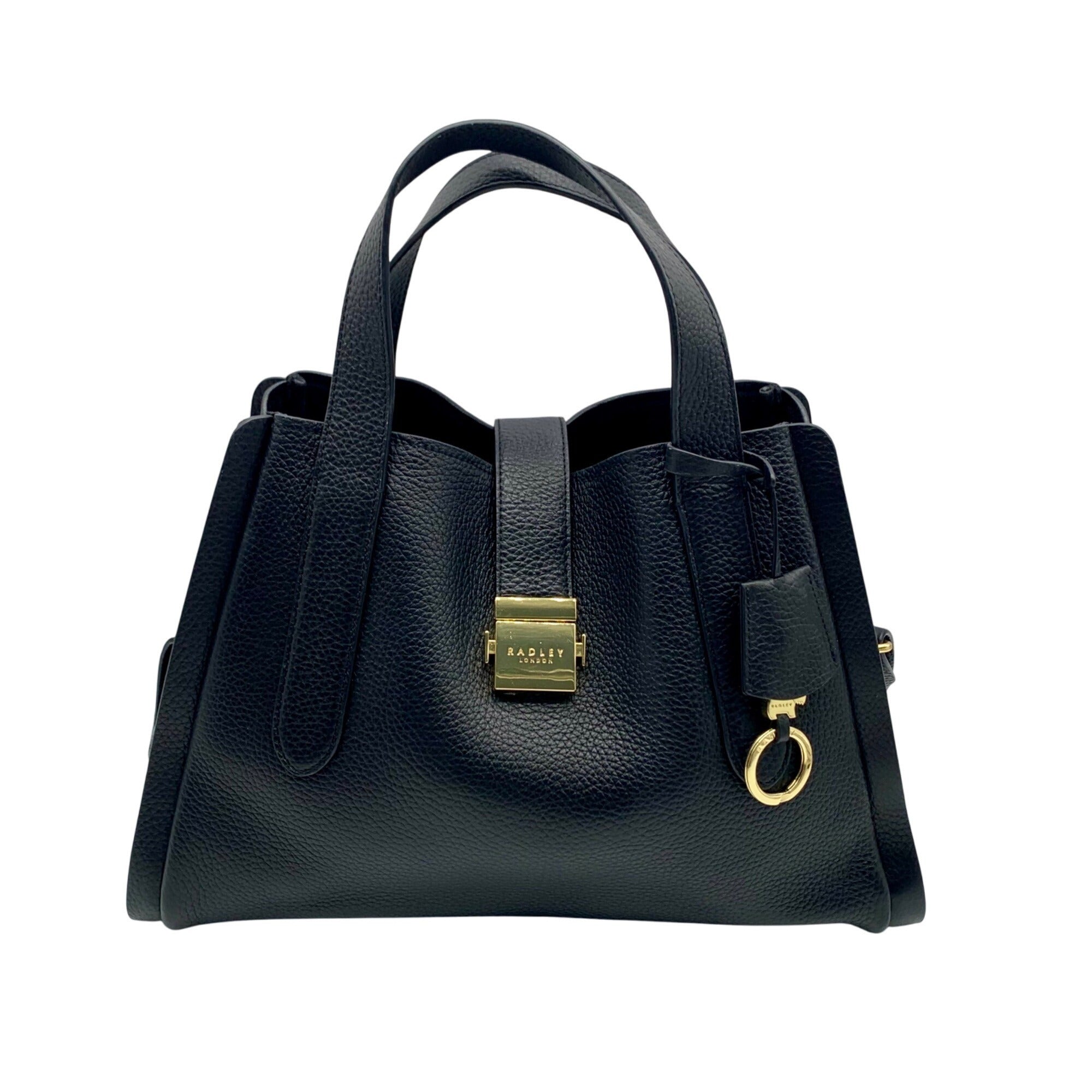 Radley London Black Pebbled Leather Sloane Street Convertible Satchel Bag
