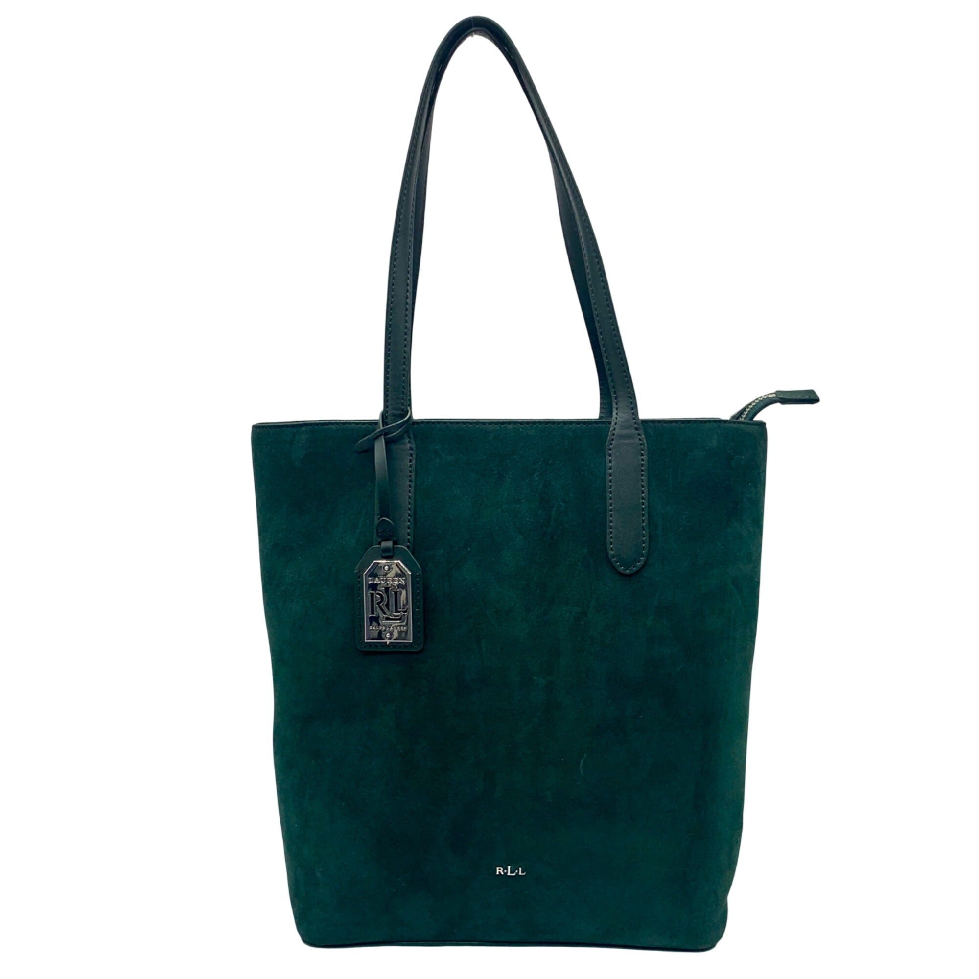 Ralph Lauren Pine Green Suede Alexis Tote Bag