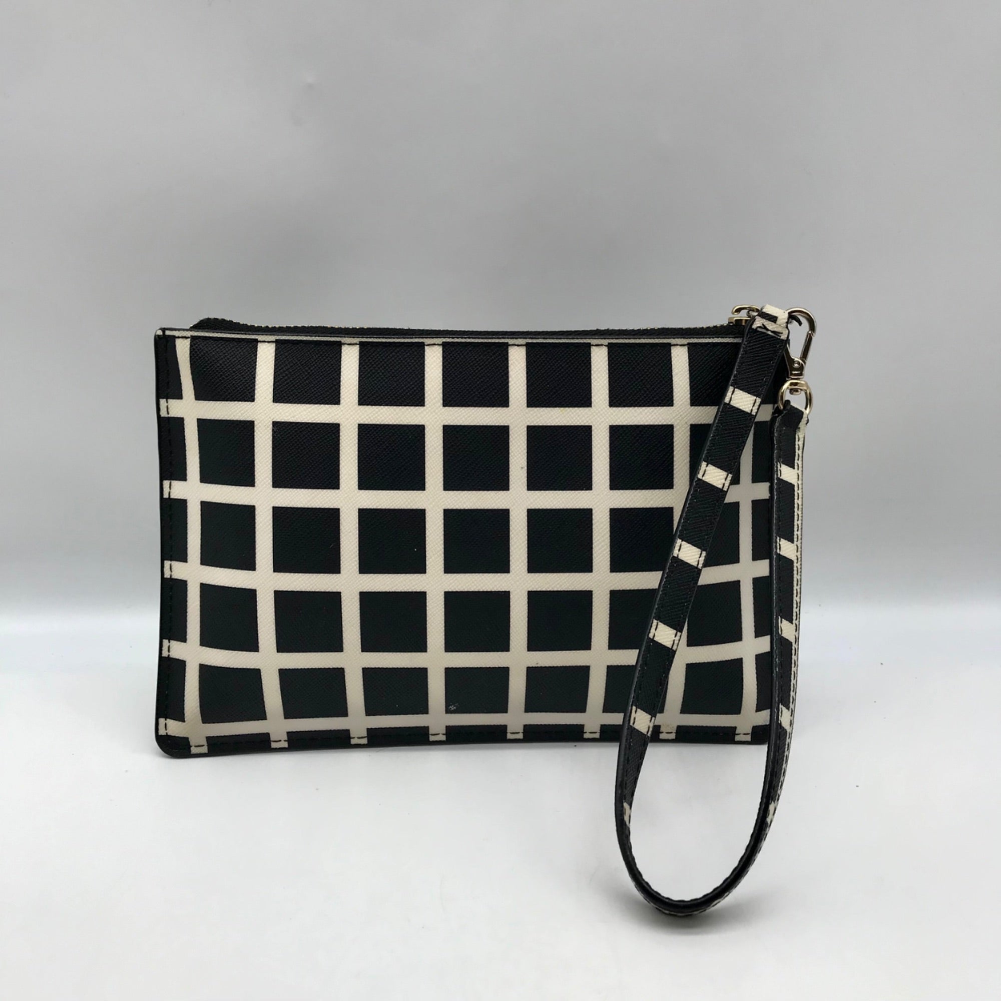 Kate Spade Black And Off-White Leather Laurel Way Tinie Wristlet